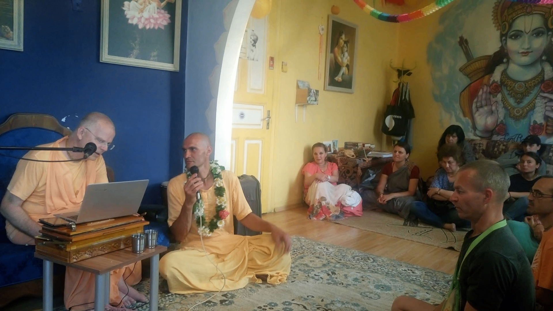 Bhakti Gauravani Goswami giving class in the temple room