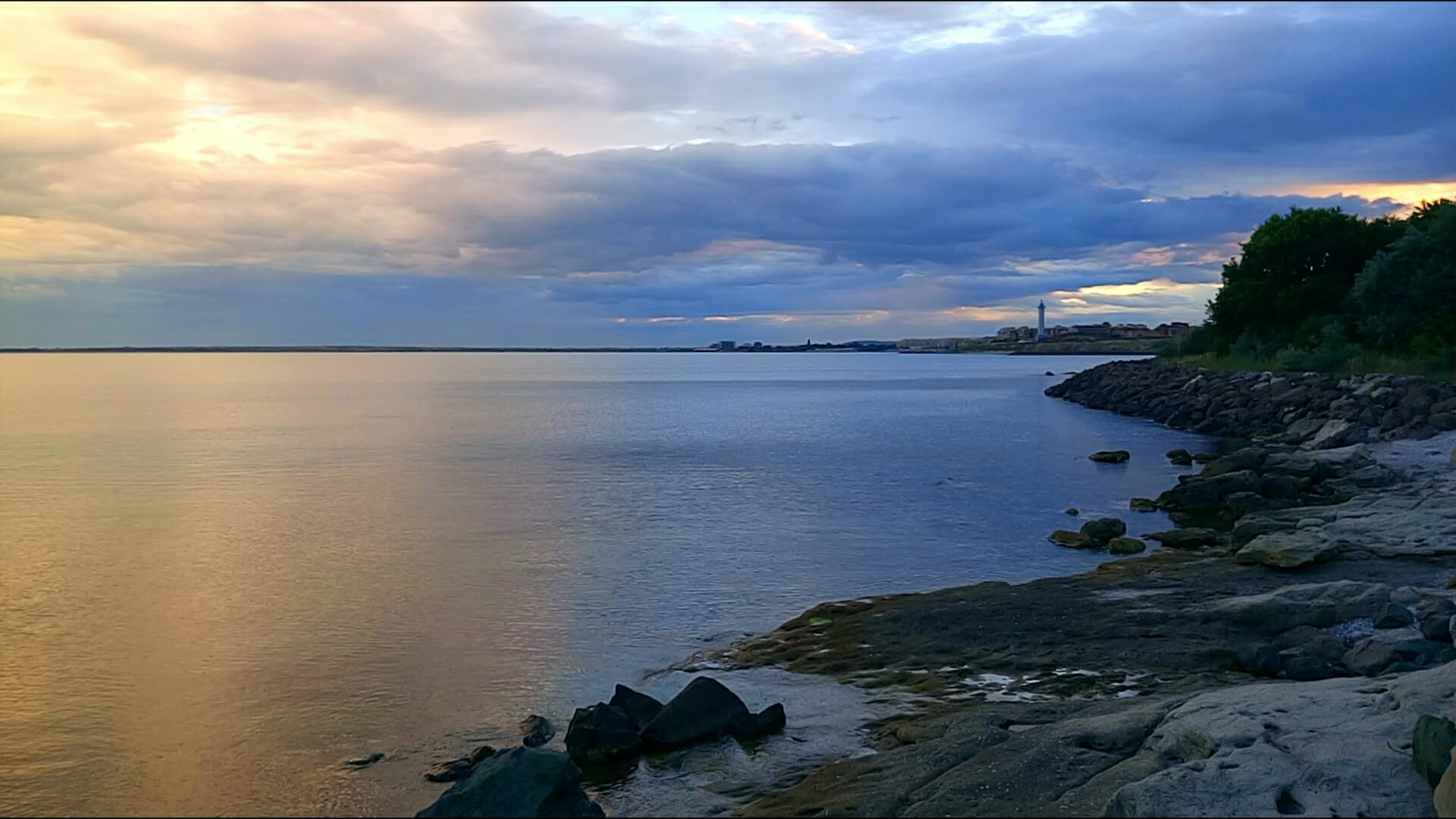 Twilight over the Black Sea — the shoreline near the farm at dusk